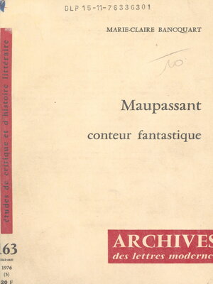 cover image of Maupassant, conteur fantastique